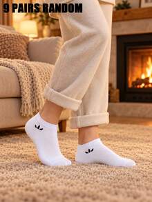 9 Pairs Simple Versatile Women's Low Cut Ankle Socks, Solid Color, Soft Knit, Stretchy Cuff, Breathable Skin-Friendly, Casual Socks For Home Daily - Multicolor - View 2