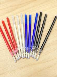 High Temperature Disappearing Fabric Marker Refill Set, 12pcs, 4 Colors 3pcs/Color Red/White/Blue/Black, Sewing Marking Pen Refills, Clothing Cutting Pattern Marking, Embroidery Positioning, Patchwork, Fabric Doll/Bag DIY, Handmade Fabric Positioning Marking - Heat-erasable Pen Refill - View 1