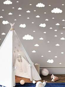 Large Cute White Cloud Wall Decal - Self-Adhesive Removable Vinyl Sticker, Suitable For Nursery, Kids Room, Kindergarten And Bedroom Wall Decoration - 1PC - View 4