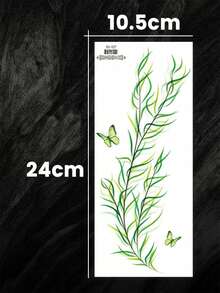 1pc Wholesale Pack Beautiful Vine & Leaf Pattern Temporary Tattoo, Suitable For Women's Arms, Forearms, Thighs, Realistic Looking Waterproof Sweat-Proof Fake Tattoo Stickers For Adults - Green - View 2