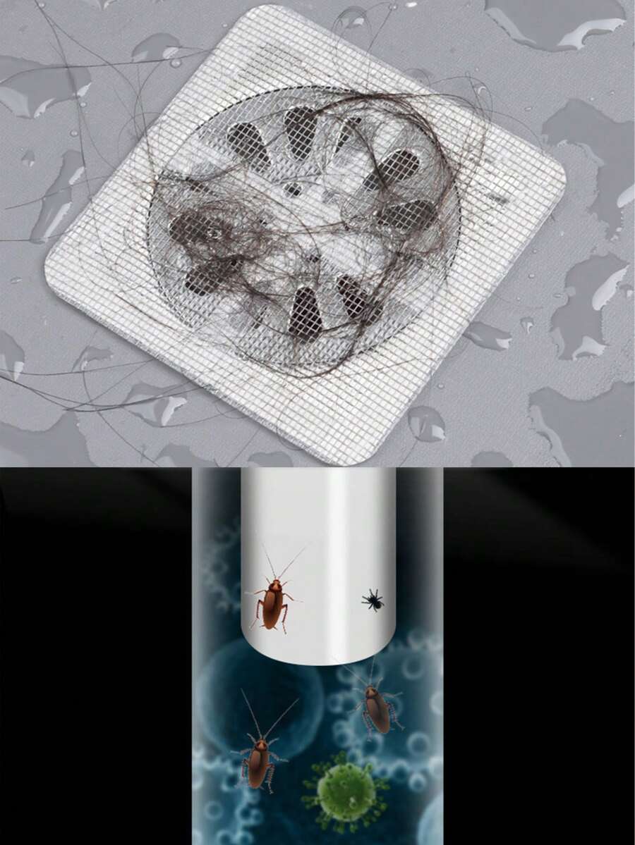 10/30/50pcs Bathroom Hair Filter, Disposable Shower Drain Hair Catcher, Mesh Hair Stopper, Bathroom Kitchen Anti-Clogging Anti-Cockroach Insect Floor Drain Sticker, Suitable For Bathroom, Kitchen Drain