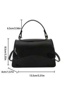 Mini Women's Handbag, Lightweight Portable Mini Tote Bag, New Summer 2025 Fashionable Flap Solid Color Small Bag, Shoulder Crossbody Bag - Black - View 4