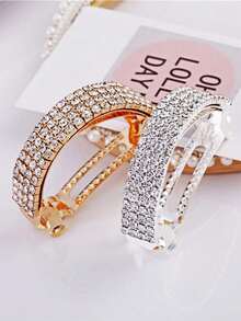 Women's Sparkling Rhinestone Ponytail Hair Clip, Curved Spring Hair Clip, Elegant Shiny Crystal Hair Clip, Suitable For Half-Up Hairstyles, Daily Party Hair Accessory - Multicolor - View 2