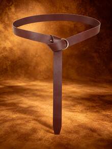 1pc Plus Size Medieval PU Leather Belt, Unisex, Vintage Renaissance Viking LARP Costume Belt With O-Ring, Adjustable Cosplay Accessory - A - View 9