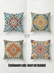 shangxia 4PCS--Vintage Bohemian Mandala Print Pillow Covers, Exotic Carpet Texture Throw Pillow Covers, Living Room Sofa Decorative Cushions (Pillow Inserts Not Included) - (Multiple Sizes) - Multicolor - View 11