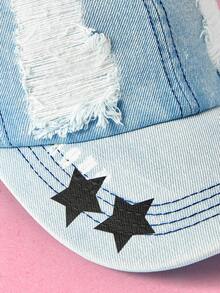 Popjeli 1pc Baseball Cap, Women's Fashion Rabbit Ear Decor Hat, Vintage Washed Distressed Snapback - Multicolor - View 9