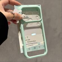 CteGlodrix Couple Style Quick Transformation 18-Grid Crystal Clear Soft Edge Hard Back Phone Case, Compatible With IPhone 18 Pro Max/17 Pro/16 Plus/15/14/13/12/11 Series, 2-In-1 Anti-Slip Protective Shell - Cherry Red - View 6