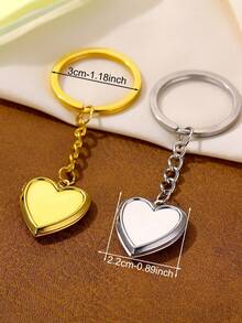 Customized Photo Personalized Heart-Shaped Pendant Keychain, Customizable Engraving And Photo, Openable Heart-Shaped Key Ring, Photo Frame Bag Charm, Valentine's Day, Birthday, Anniversary, Couple, Family, Pet Memorial Gift - Multicolor - View 9