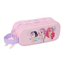 Safta KPop Demon Hunters K-Pop Demon Hunters Chibi 3D Double Pencil Case, 3D Embossed Front, School Pencil Case With 2 Compartments And Zippers, Side Handle - Double 3D Organizer - View 2