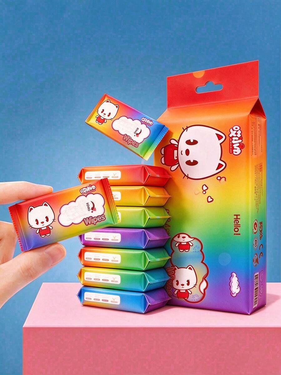 128pcs/64pcs/32pcs/16pcs/8pcs Mini Portable Cleaning Wipes, For Daily Item Cleaning, Shoe Stain Removal Wipes, Kitchen Cleaning Wipes (Random Packaging Style) - Multicolor - View 1