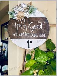Jesus Blood Protection Sign, Artificial Wood Religious Housewarming Gift, With Door Hanging Decor, Suitable For Home Decor, Front Door Scripture Display, Can Be Used As Prayer Reminder For Church Or Home Entrance, Faith-Themed Design, Handcrafted Texture, Faith-Based Gift, Christmas Eve Decor, Christmas Decoration - Multicolor 2 - View 4