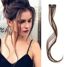 Women's Dragon Beard Bangs Hair Extension, French Middle Part Frontal Hair Piece, Natural Face-Framing Eight-Shaped Curtain Bangs With BB Clips Hair Accessory - Black - View 17