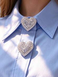 1pc/2pcs Elegant Floral Geometric Button Cover, Shirt Button Cover Clip-On Button Cover, Fashion Crystal Cufflink Cover - Silver - View 1