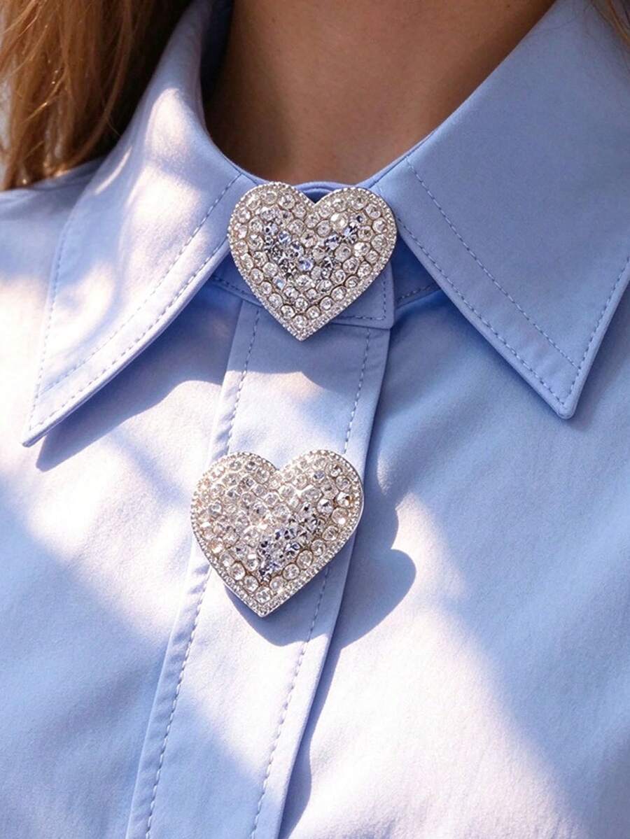 1pc/2pcs Elegant Floral Geometric Button Cover, Shirt Button Cover Clip-On Button Cover, Fashion Crystal Cufflink Cover - Silver - View 1