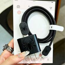 Black Spider Leather Charger Protective Case Compatible With Apple 18 ...