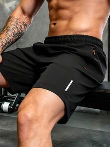 Men's Sports Shorts Suitable For Spring, Summer, Autumn Wear Running, Fitness, Sports Black - Black - View 9