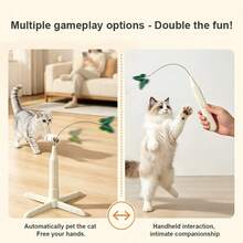 2-In-1 Electric Pet Butterfly Cat Teaser Toy With Suction Cup Base, Stand And Handheld Modes, Automatic Rotating Cat Wand, Hands-Free Indoor Interactive Toy For Cats, Self-Entertainment And Boredom Relief, Dual-Mode Automatic Rotating Butterfly Cat Toy, Suitable For All Cats - View 7