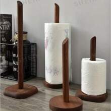 1pc Solid Walnut No-Drill Kitchen Paper Towel Holder, Vertical Design With Non-Slip Base, Countertop Paper Towel Storage Rack For Kitchen - Multicolor - View 6