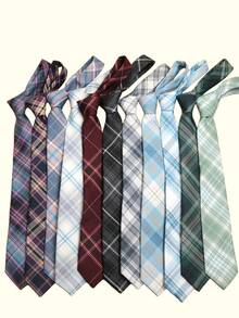 Popjeli 1pc Women Casual Plaid Striped Pattern Necktie, Suitable For Dating, School, Outings, And Photo Shoots, All Seasons For Dress For Christmas Decor - Multicolor - View 2