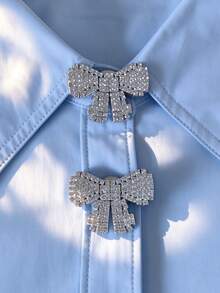 2pcs/Set Elegant Pearl Geometric Button Covers, Shirt Button Covers Clip-On Button Covers Fashion Crystal Cufflinks Covers - Multicolor - View 3