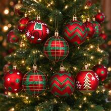 The Grinch 16Pcs Christmas Ball Ornaments Set, Red & Green Glitter Printed Baubles, Xmas Tree Hanging Decor Balls For Holiday Home Party Decoration - Multiple Styles - View 8