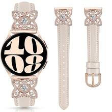 Luxury Leather Watch Band Compatible With 38/40/41/42/44/45/46/49mm Formal Fashion Slim Clover Rhinestone Strap Unisex For I Watch 12/11/10/9/8/7/6/5/4/3/2/1 SE Ultra 4/3/2/1 Smart Watch Band Gift - Starlight + Rose Gold (Four-petal Flower) - View 29