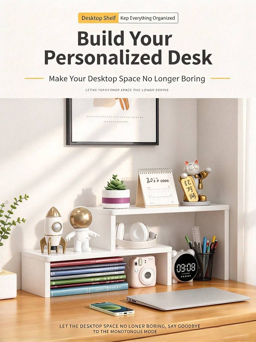 1PC Minimalist Multi-Tier Storage Rack – Creative Extendable Stepwise Desktop Storage Organizer, Ideal For Living Room & Bedroom Display, And Multi-Functional Desk Organization Rack - Multicolor - View 1