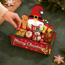 Santa Claus Pattern Wooden Storage Box, Christmas Decoration Wooden Box Organizer, Open Decorative Storage Container, Desktop Farmhouse Home Decor, Christmas Gift For Family And Friends - Multicolor - View 1