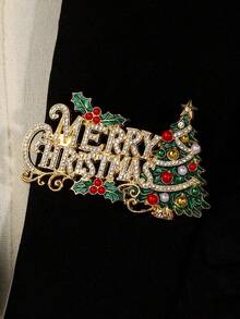 1 Exquisite And Stylish "Merry Christmas" Letter Badge, A Fashionable And Versatile High-End Christmas Brooch Accessory - Multicolor - View 3