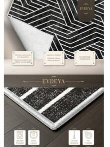Digitally Printed Non-Slip Washable Runner And Area Rug Suitable For Living Room, Outdoor, Kitchen, Bedroom Carpet, Modern Design | Modern, Scandinavian, Bohemian And Classic Styles | 100% Polyester - Black and White - View 11