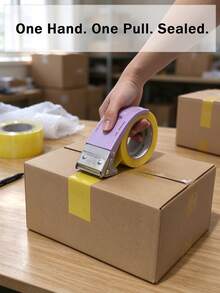 1pc Packing Tape Dispenser Set, Handheld Tape Dispenser With Metal Cutter, Carton Sealing Tool, Suitable For Home Moving, Warehouse, Office And Express Packaging - Green - View 12