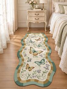 DAJIANG 1pc Vintage Butterfly Floral Rug, Kitchen Rug, Hallway Rug, Area Rug, Suitable For Bathroom, Kitchen, Hallway, Bedroom, Living Room, Bedside Mat, Machine Washable, Easy To Clean, Non-Slip Back, Bedroom Decor, Autumn/Winter Style - Multicolor - View 2