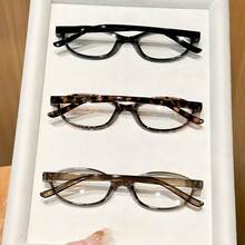 3pcs Small Oval Frame Glasses For Women, New Tortoise Shell Color - Multicolor - View 3