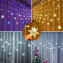 Lampu Tirai LED Gelombang Salju Bertingkat Tenaga Surya Unik, 96 Manik Lampu, 3 Pilihan Warna, Tahan Air, Dekorasi Estetis untuk Rumah Musim Dingin, Balkon & Pesta Natal - Es Krim Stik Bentuk Kepingan Salju - View 3
