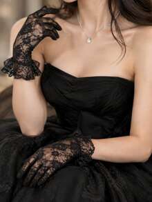 Women's Elegant Sexy Lace Bracelet Glove Set, Suitable For Evening Parties, Tea Parties And Other Social Occasions - Regular Model - View 5