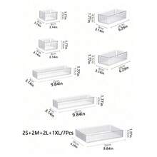 7/10X Drawer Organiser Set Clear Makeup Trays Plastic Desk Drawer Dividers Boxes - Multicolor - View 12