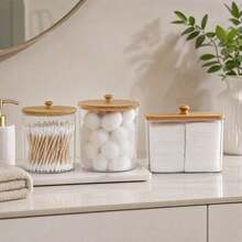 Laundry Pods Storage Set, Clear Plastic Jars With Bamboo Lids, Dryer Sheet Holder For Laundry Room And Kitchen Countertop - Clear - View 8