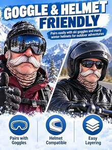 1pc Elderly Ski Mask, Fun Face Shape Mask, Winter Facial Protection Mask, With Neck Coverage Function, Suitable For Outdoor Parties And Gift Purposes. - Multicolor - View 5