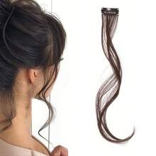 Women's Dragon Beard Bangs Hair Extension, French Middle Part Frontal Hair Piece, Natural Face-Framing Eight-Shaped Curtain Bangs With BB Clips Hair Accessory - Black - View 23