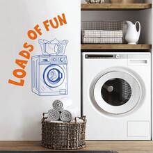 1Set Funny Laundry Room Loads Of Fun Wall Stickers Decals Washing Machine For Laundromat Washroom Home Wall Decor - Laundry Room - View 5