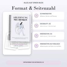 Spiral Notebooks For Rejection Reflection, Ablehnung Neu Denken, German Cover With English Interior, Guided Writing Prompts For Reaction Patterns, Self Worth, Strengths, Affirmations, Support Notes And Weekly Planning - A5 - View 2