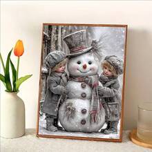 1PC DIY 5D Diamond Painting Kit Snowman Pattern - Round Full Diamond Art Mosaic Craft, Home Wall Decor, Unframed - No Frame - View 3