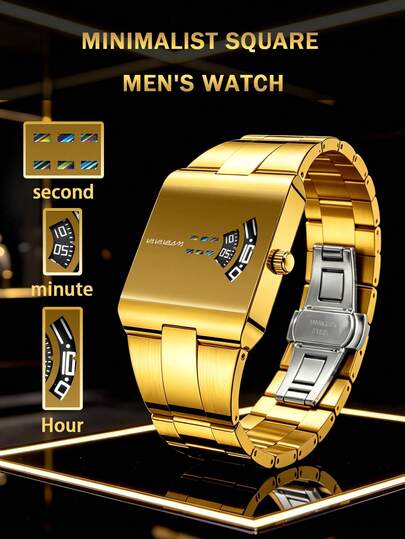 1 pièce VA VA VOOM Nouvelle Arrivée Montre-bracelet Carrée Colorée Rotative d'Occasion pour Homme, Accessoire de Mode Style Coréen Luxe Affaires Jeunesse Montre à Quartz, Cadeau Parfait pour Halloween