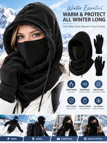 3pcs Women's Winter Warm Hat Set, Windproof Cold-Resistant Balaclava Hat, Outdoor Cold-Resistant Face Mask Hat, Suitable For Outdoor Travel - Multicolor - View 5