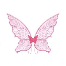 Fairy Butterfly Wings Photography Prop Halloween Cosplay Costume: Upgraded Powder Coating Process, Soft Matte Pink With High Transparency, Strap Design For Easy Wear Without Shoulder Pressure, Suitable For Adults, Perfect For Birthday Parties, Theme Parties, Versatile Bestseller - Pink - View 1