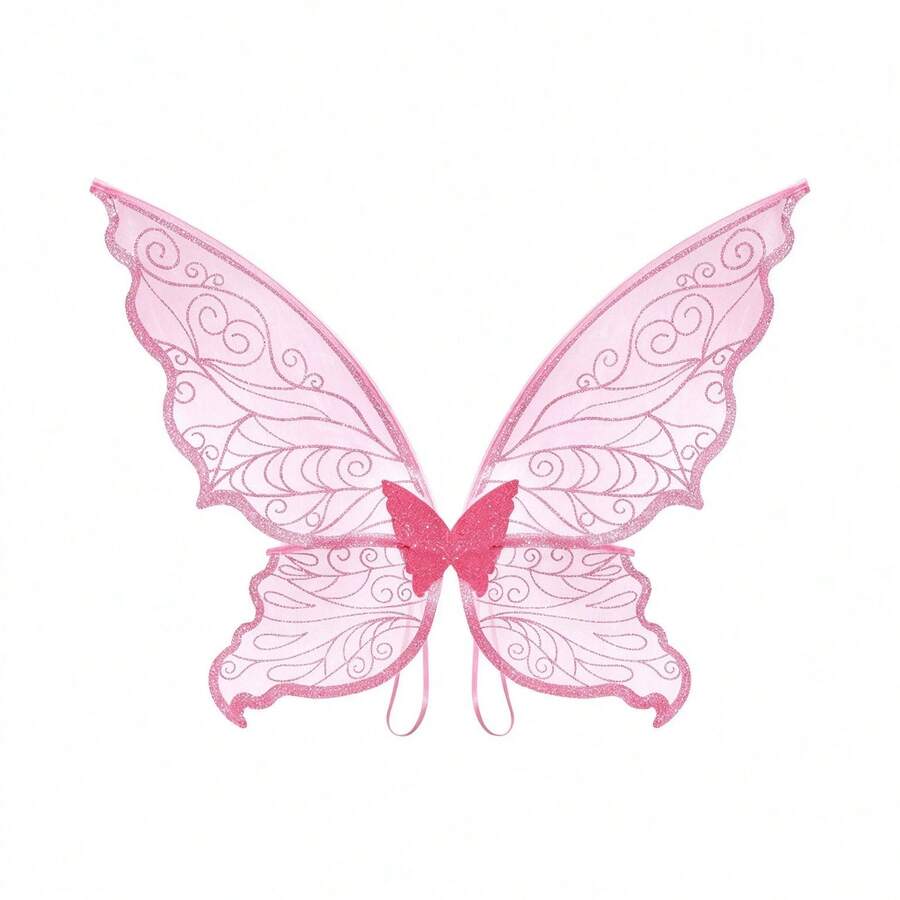 Fairy Butterfly Wings Photography Prop Halloween Cosplay Costume: Upgraded Powder Coating Process, Soft Matte Pink With High Transparency, Strap Design For Easy Wear Without Shoulder Pressure, Suitable For Adults, Perfect For Birthday Parties, Theme Parties, Versatile Bestseller - Pink - View 1