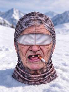 1pc Elderly Ski Mask, Fun Face Shape Mask, Winter Facial Protection Mask, With Neck Coverage Function, Suitable For Outdoor Parties And Gift Purposes. - Multicolor - View 12