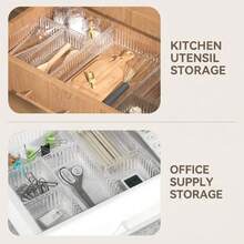 7/10X Drawer Organiser Set Clear Makeup Trays Plastic Desk Drawer Dividers Boxes - Multicolor - View 10