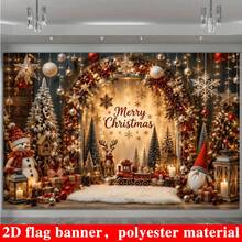 2D Flat Christmas Theme Party Banner Background With "Merry Christmas" Lettering, Featuring Elements Such As Snowmen, Creating A Strong Christmas Atmosphere - 1 - View 7
