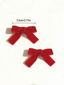 2pcs Flocked Bow BB Hair Clips, Cute Pet Accessories For Long/Short Hair Cats & Dogs - Multicolor - View 7